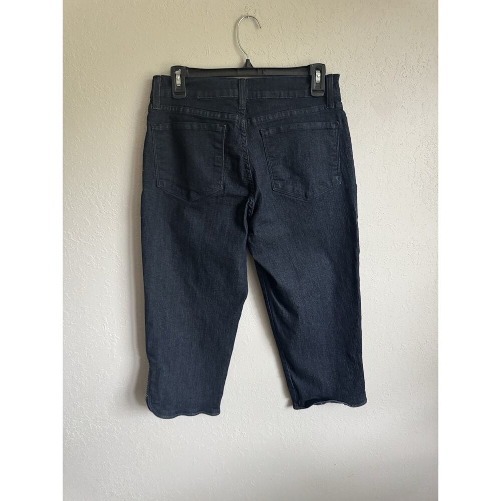 NYDJ Black Wash Denim Cropped Jeweled Slit Jean Capris Womens 8 Y2K - Picture 3 of 5